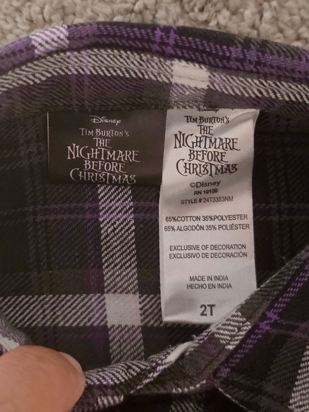 Nightmare Before Christmas - Pumpkin King Plaid Flannel Shirt - Picture 3 of 5